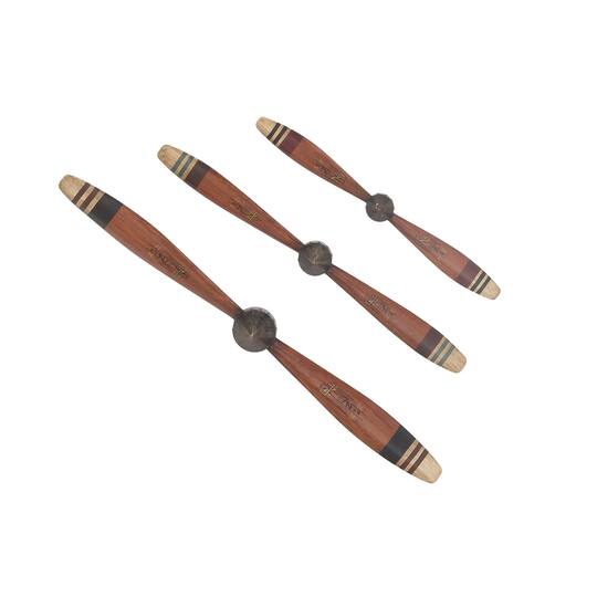 Red Metal Propeller Industrial Wall Décor Set